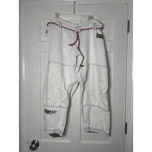 FLOW Kimonos Pants White w/Black Thread Accents Size A3H 100% Hemp
